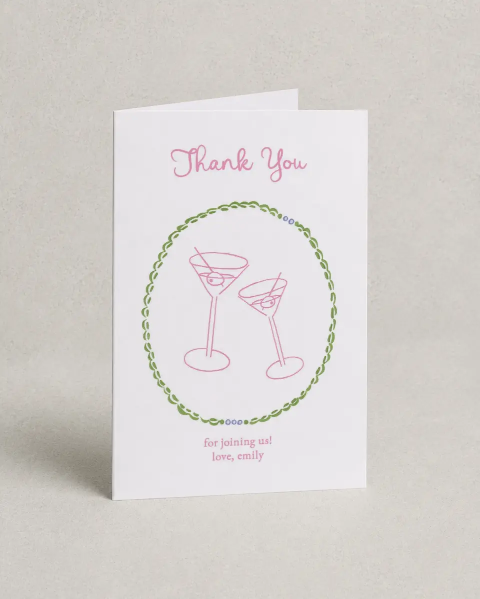 This is a 4" x 6" Folded Thank You Card called Tini Bit Older printed in full color on Premium Smooth paper