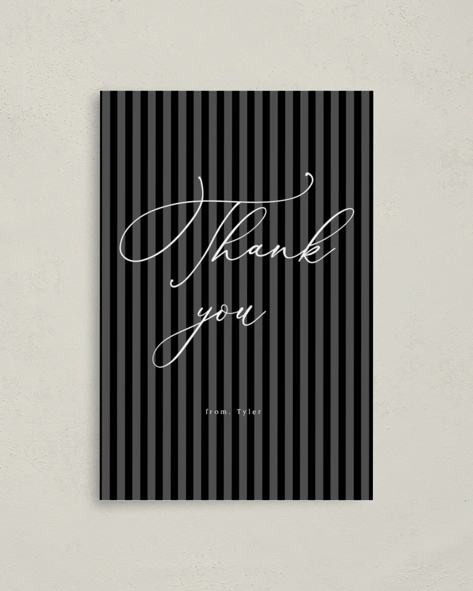 This is a 4" x 6" Folded Thank You Card called One Year Older printed in full color on Premium Smooth paper