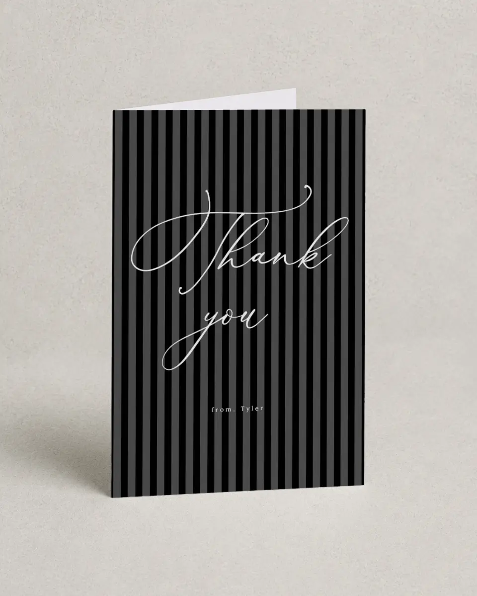This is a 4" x 6" Folded Thank You Card called One Year Older printed in full color on Premium Smooth paper