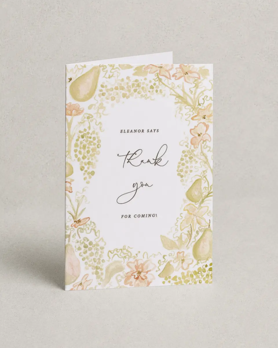 This is a 4" x 6" Folded Thank You Card called Timeless Moments printed in full color on Premium Smooth paper