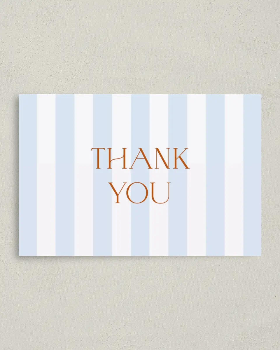 This is a 4" x 6" Folded Newlywed called Sweet Stripes printed in full color on Premium Smooth paper
