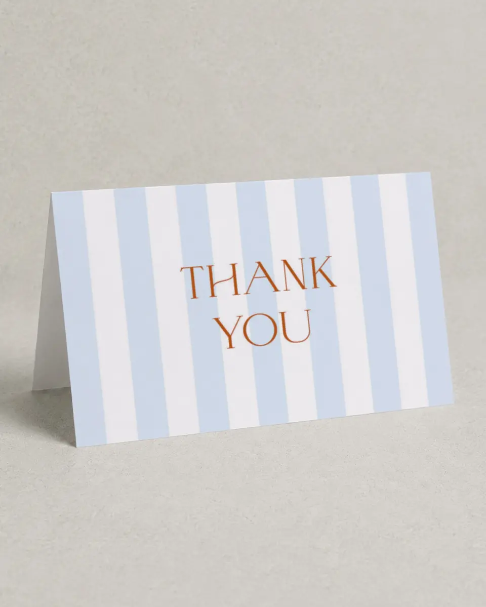 This is a 4" x 6" Folded Newlywed called Sweet Stripes printed in full color on Premium Smooth paper
