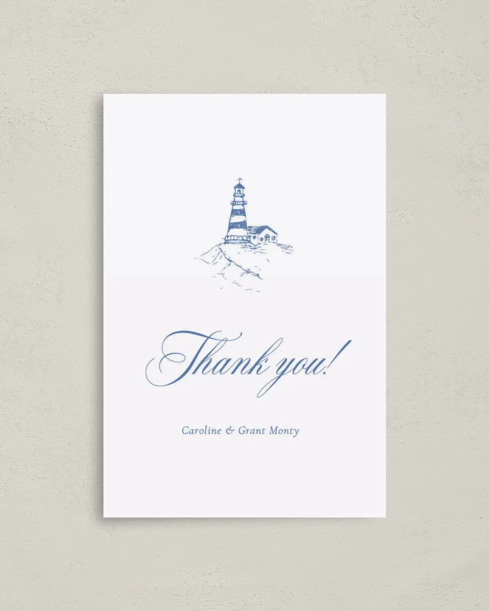 This is a 4" x 6" Folded Thank You Card called Bradley printed in full color on Premium Smooth paper
