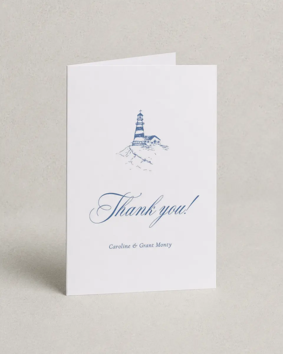 This is a 4" x 6" Folded Thank You Card called Bradley printed in full color on Premium Smooth paper