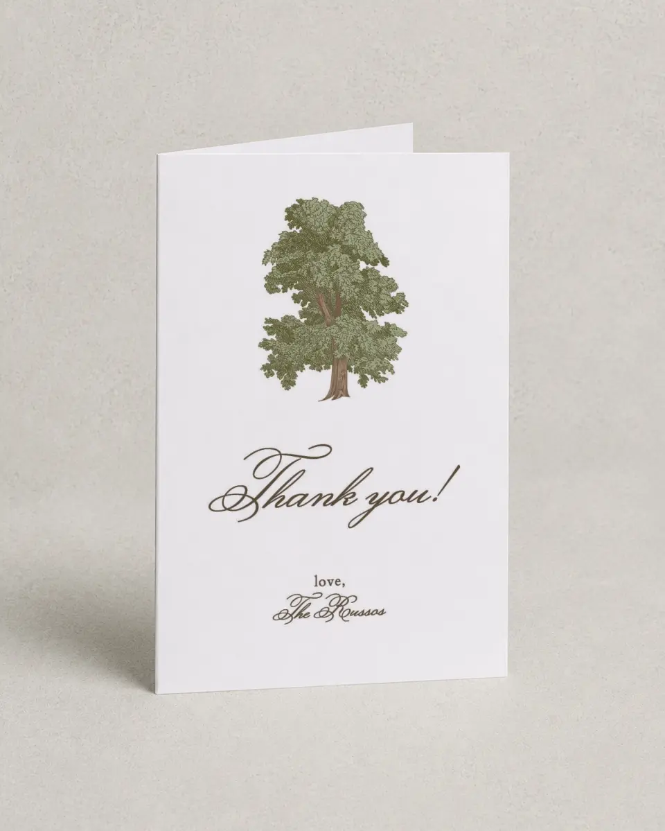 This is a 4" x 6" Folded Thank You Card called Holloway printed in full color on Premium Smooth paper