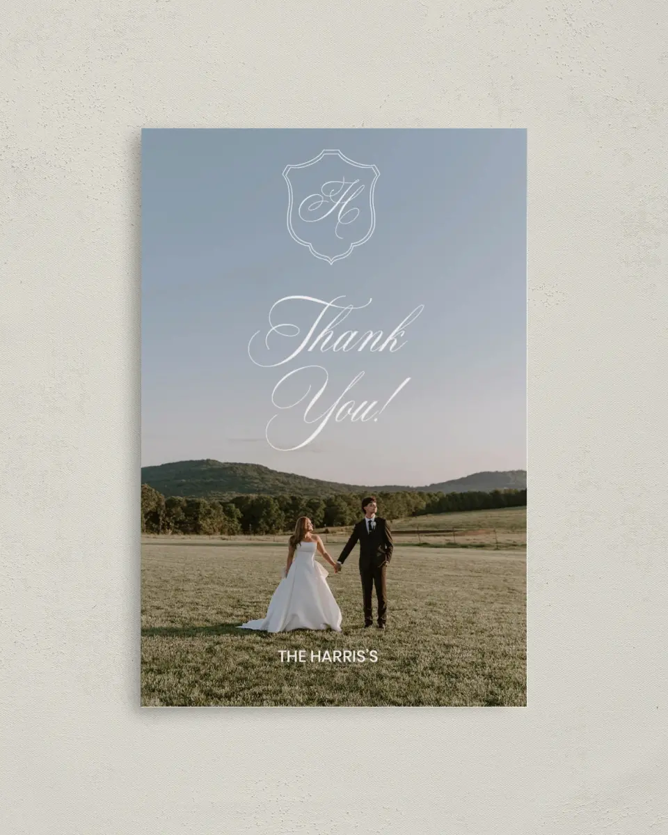 This is a 4" x 6" Folded Thank You Card called Wayzata printed in full color on Premium Smooth paper