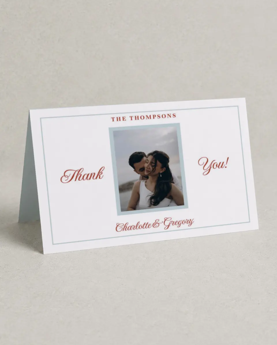 This is a 4" x 6" Folded Thank You Card called Mod Elegance printed in full color on Premium Smooth paper