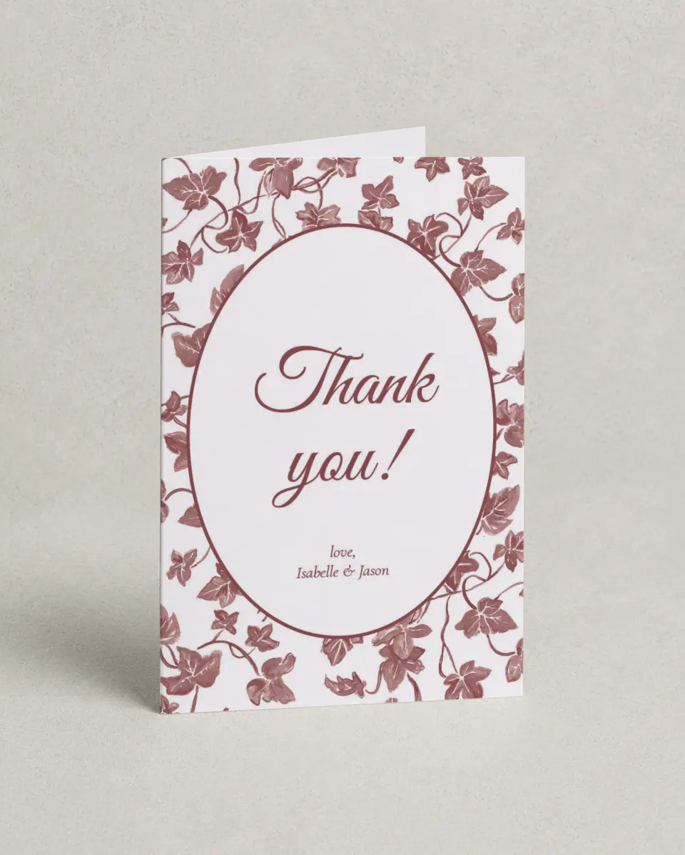 This is a 4" x 6" Folded Thank You Card called Elegant Autumn printed in full color on Premium Smooth paper
