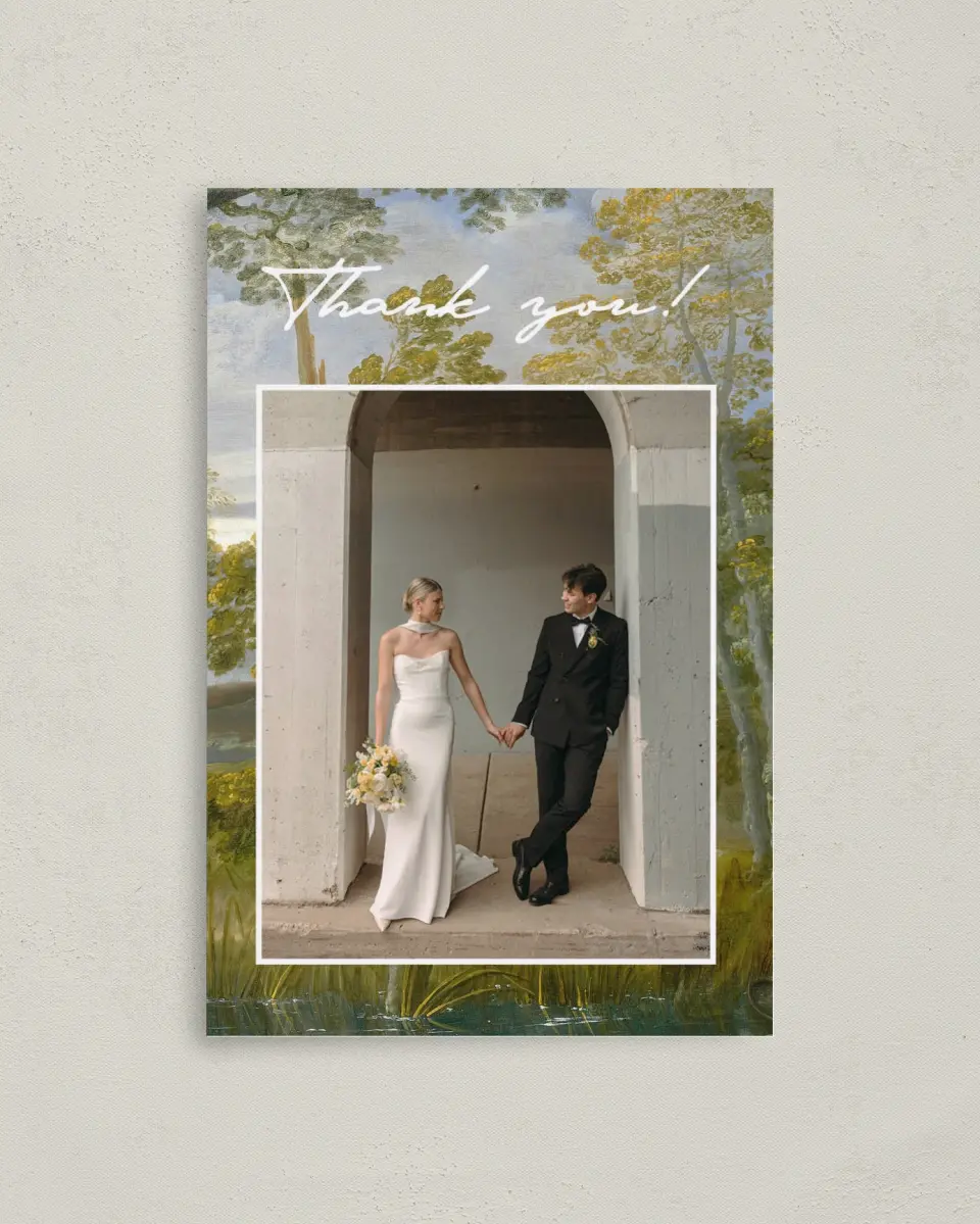 This is a 4" x 6" Folded Thank You Card called With Love printed in full color on Premium Smooth paper