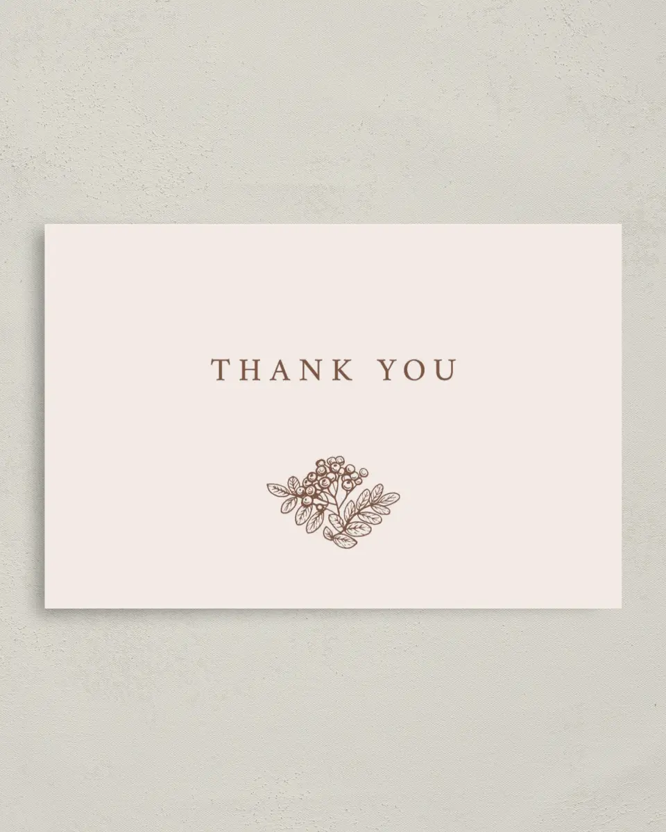 This is a 4" x 6" Folded Thank You Card called Autumn Vow printed in full color on Premium Smooth paper