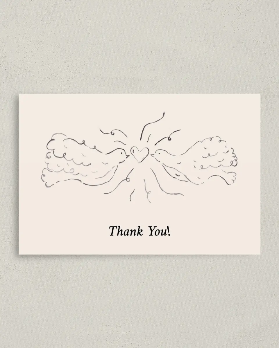This is a 4" x 6" Folded Thank You Card called Mi Amor printed in full color on Premium Smooth paper