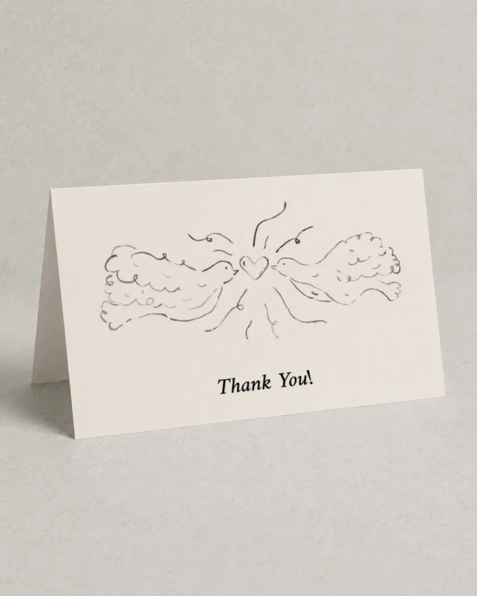 This is a 4" x 6" Folded Thank You Card called Mi Amor printed in full color on Premium Smooth paper