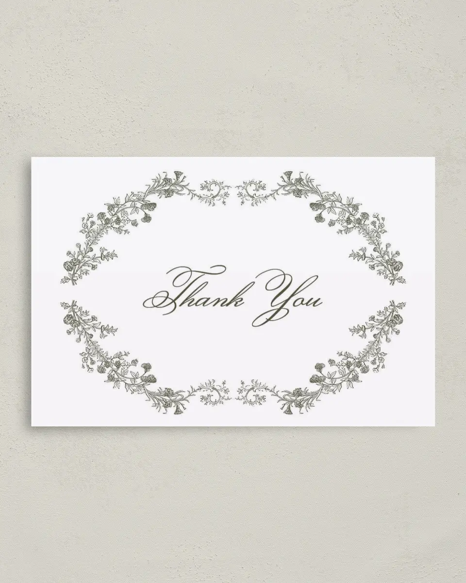 This is a 4" x 6" Folded Thank You Card called Holderness printed in full color on Premium Smooth paper