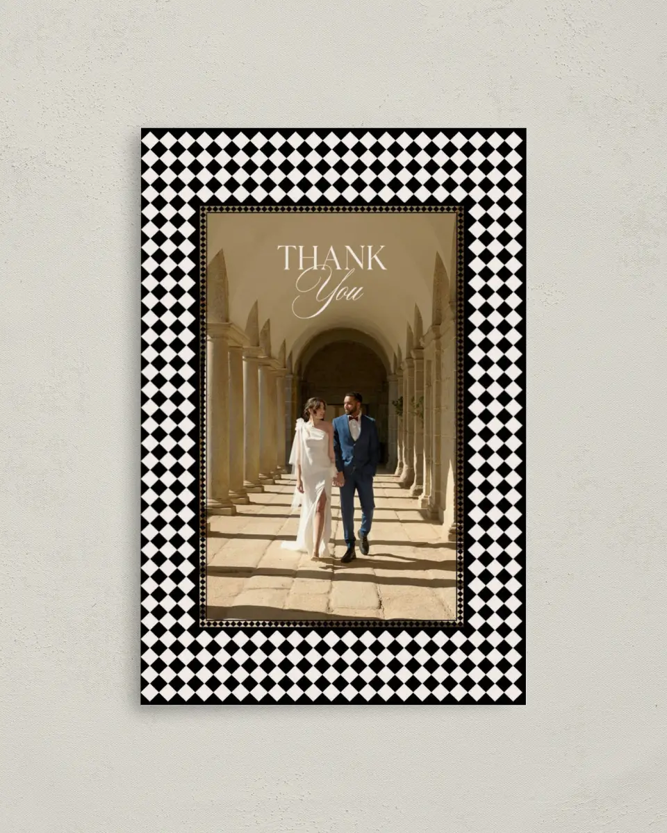 This is a 4" x 6" Folded Thank You Card called Greenwich printed in full color on Premium Smooth paper