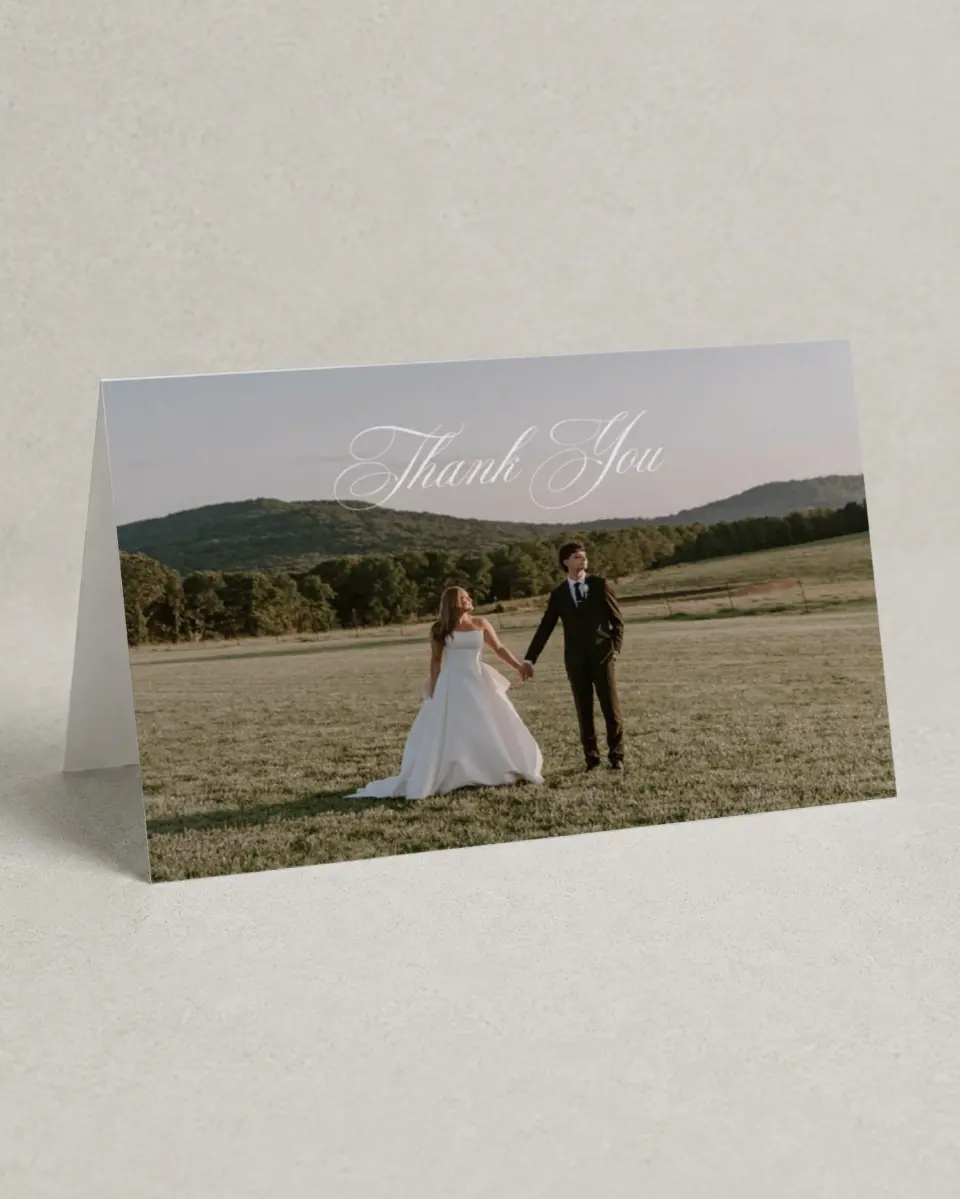 This is a 4" x 6" Folded Thank You Card called Georgetown printed in full color on Premium Smooth paper
