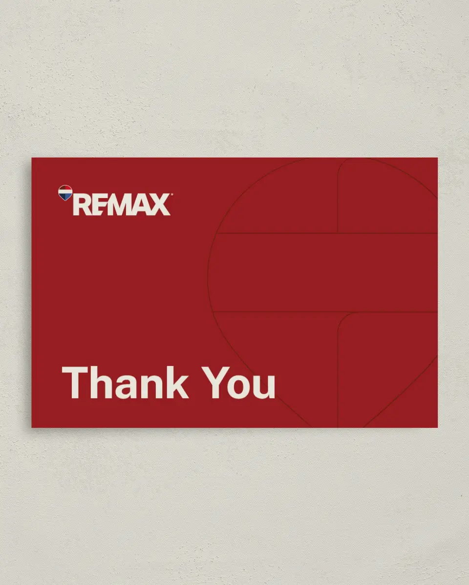 This is a 4" x 6" Folded Business Thank You Card called REMAX Local Lens printed in full color on Premium Smooth paper