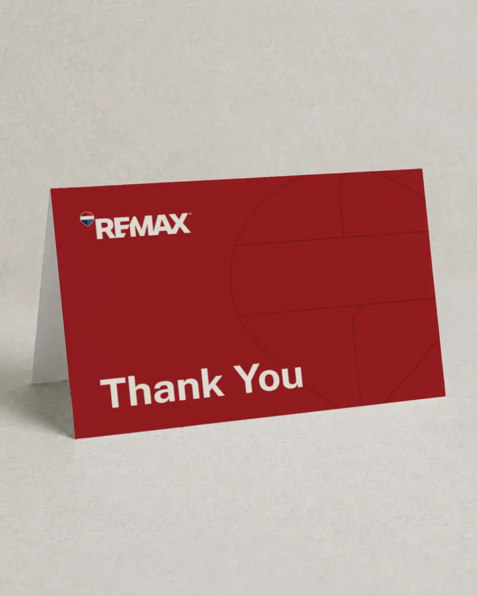 This is a 4" x 6" Folded Business Thank You Card called REMAX Local Lens printed in full color on Premium Smooth paper