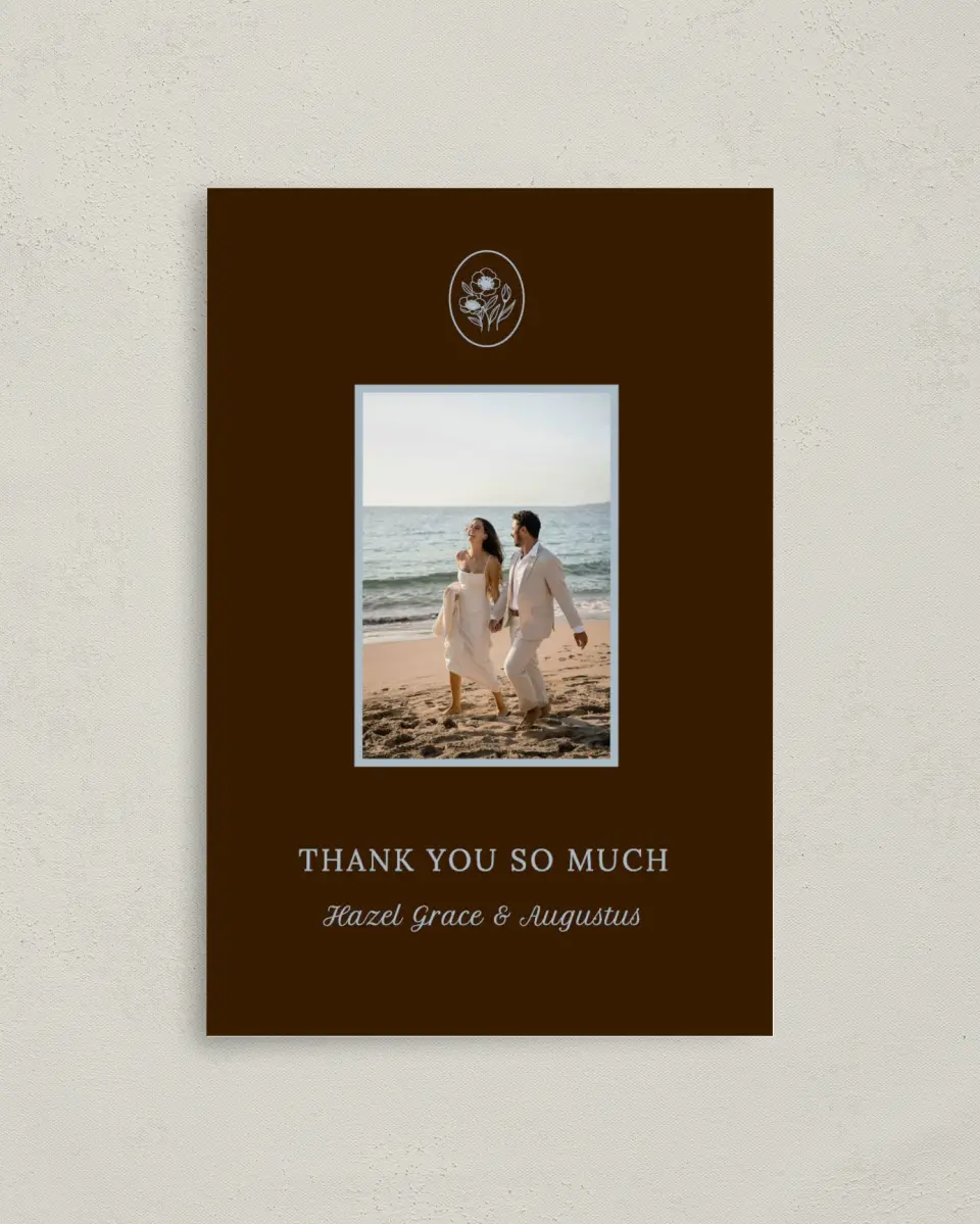 This is a 4" x 6" Folded Thank You Card called Montauk printed in full color on Premium Smooth paper
