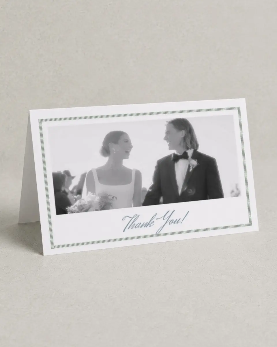 This is a 4" x 6" Folded Thank You Card called Watch Hill printed in full color on Premium Smooth paper