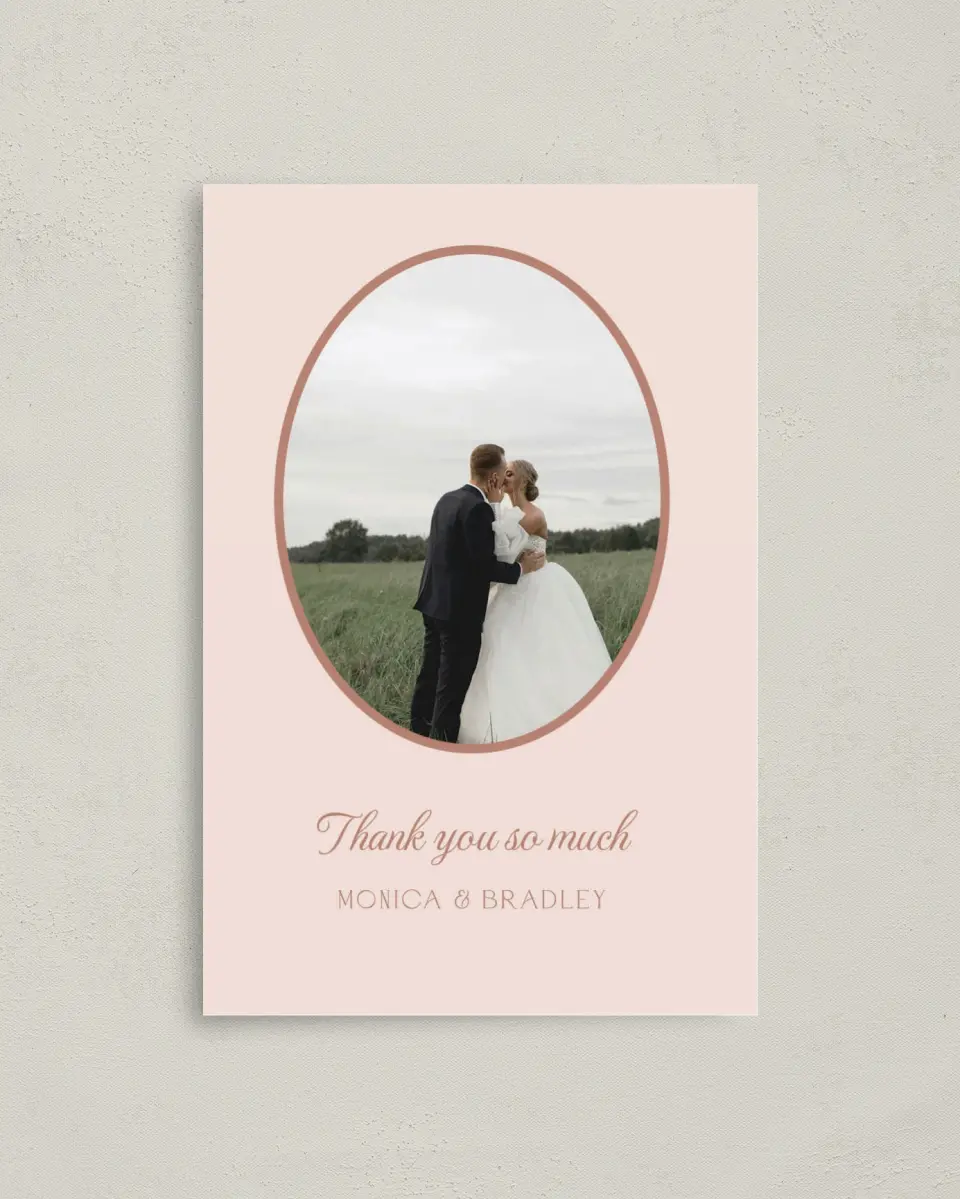 This is a 4" x 6" Folded Thank You Card called Bridgetown printed in full color on Premium Smooth paper