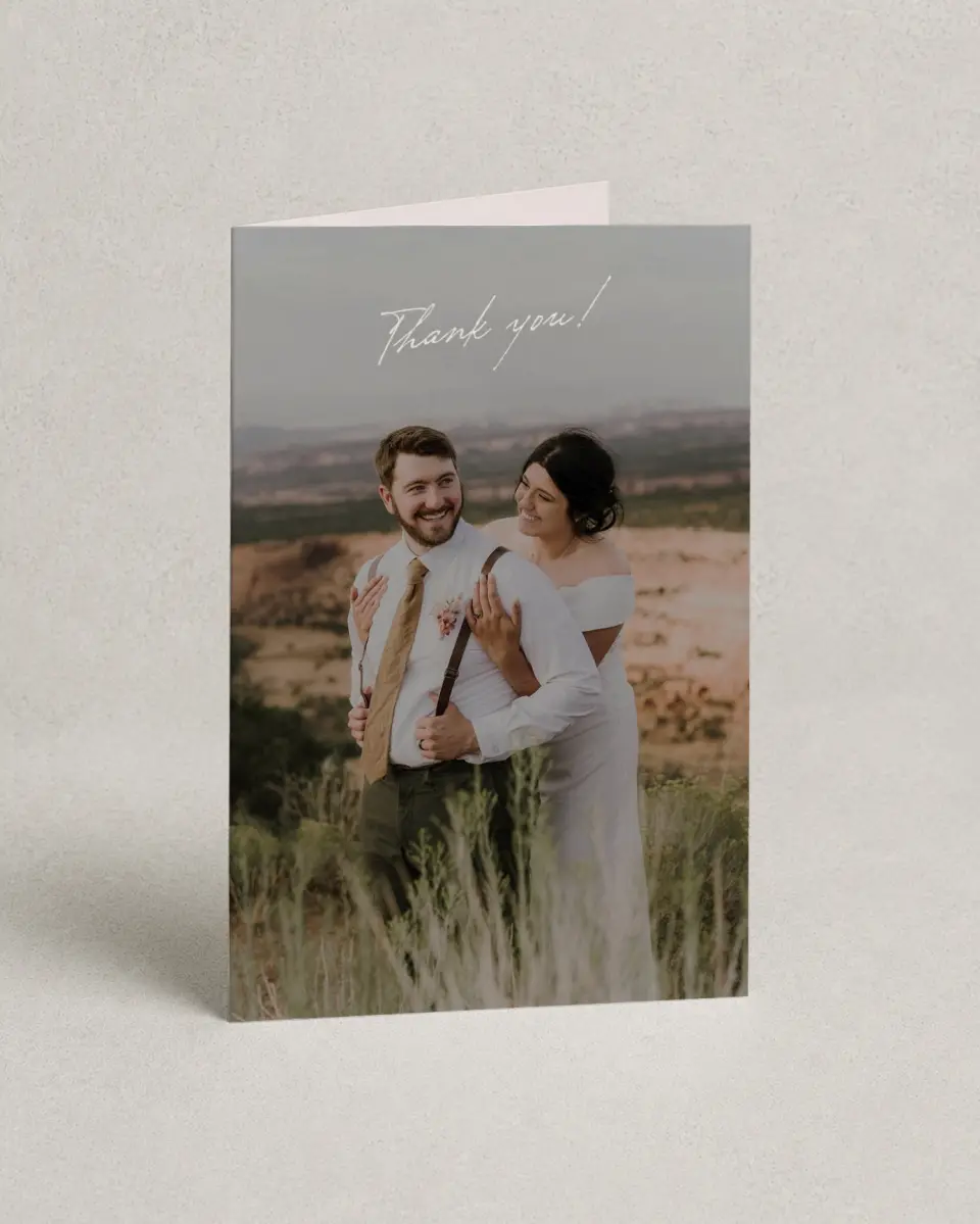 This is a 4" x 6" Folded Thank You Card called Ivyhill printed in full color on Premium Smooth paper