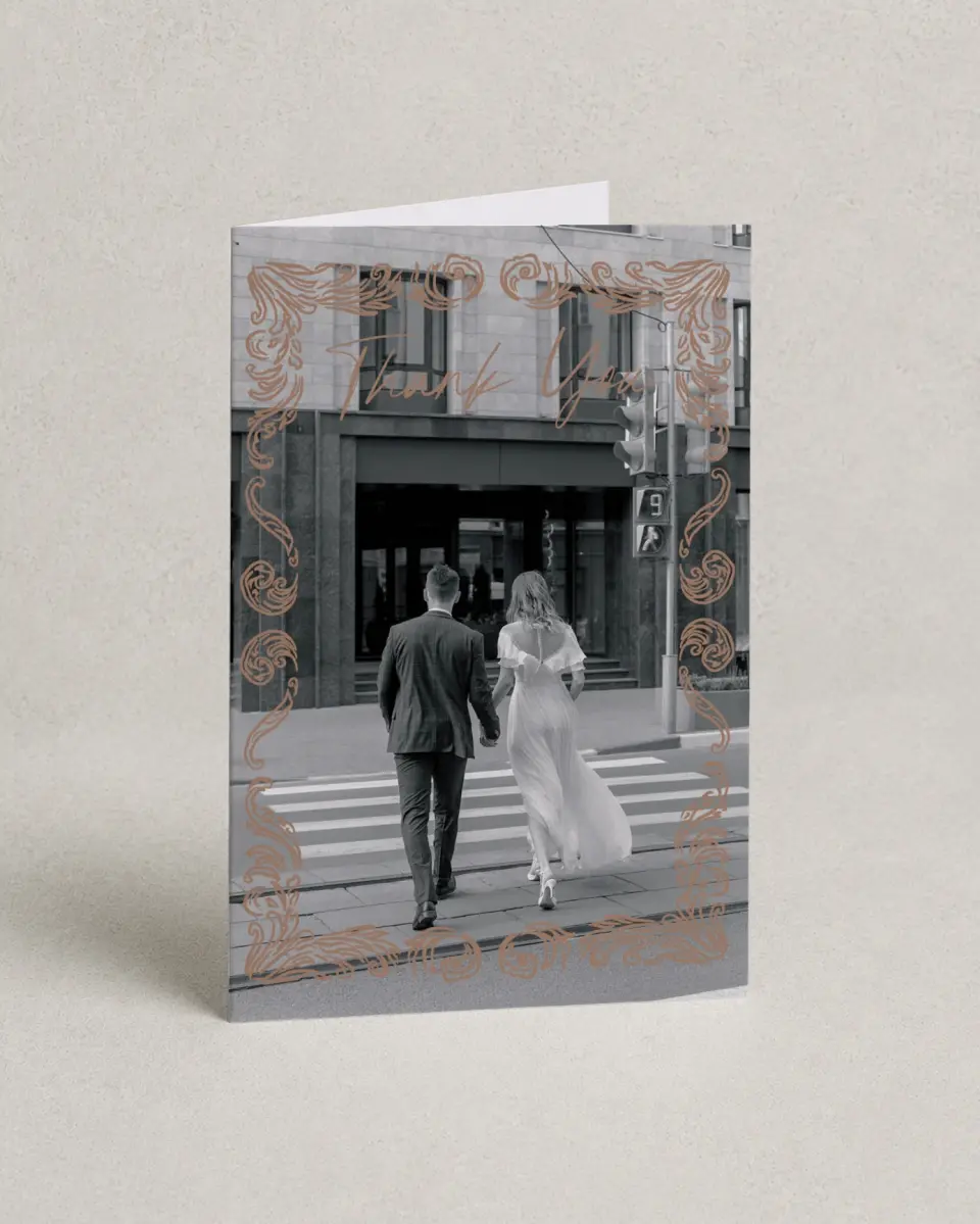 This is a 4" x 6" Folded Thank You Card called Nazareth & Stone printed in full color on Premium Smooth paper