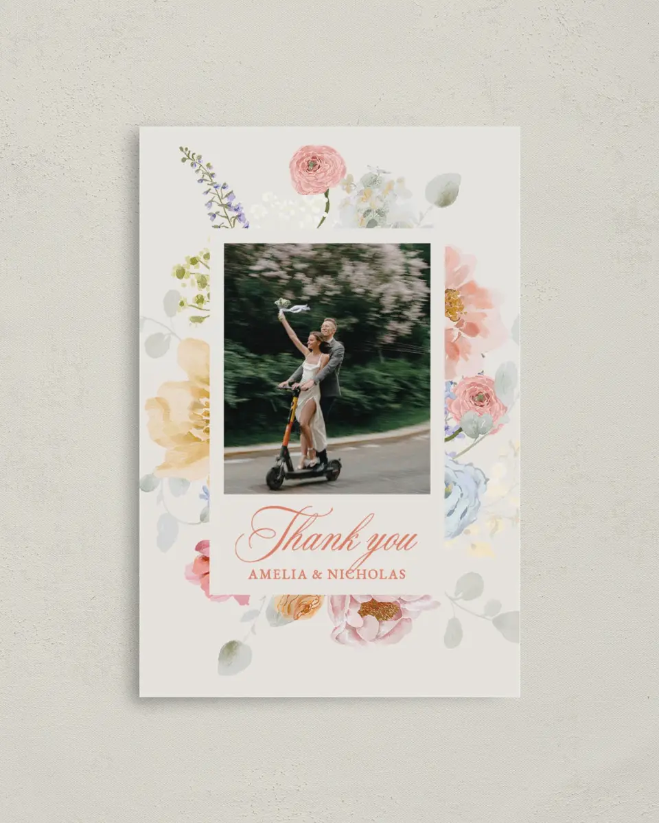 This is a 4" x 6" Folded Thank You Card called Forever Favorite printed in full color on Premium Smooth paper
