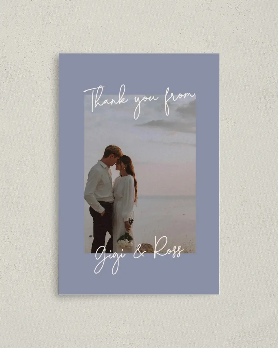 This is a 4" x 6" Folded Thank You Card called Yours Truly printed in full color on Premium Smooth paper
