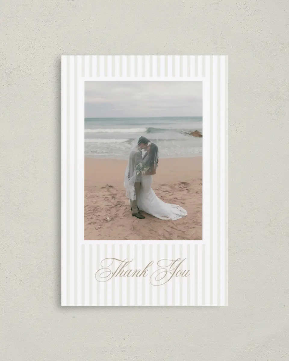 This is a 4" x 6" Folded Thank You Card called Elegant Shell printed in full color on Premium Smooth paper
