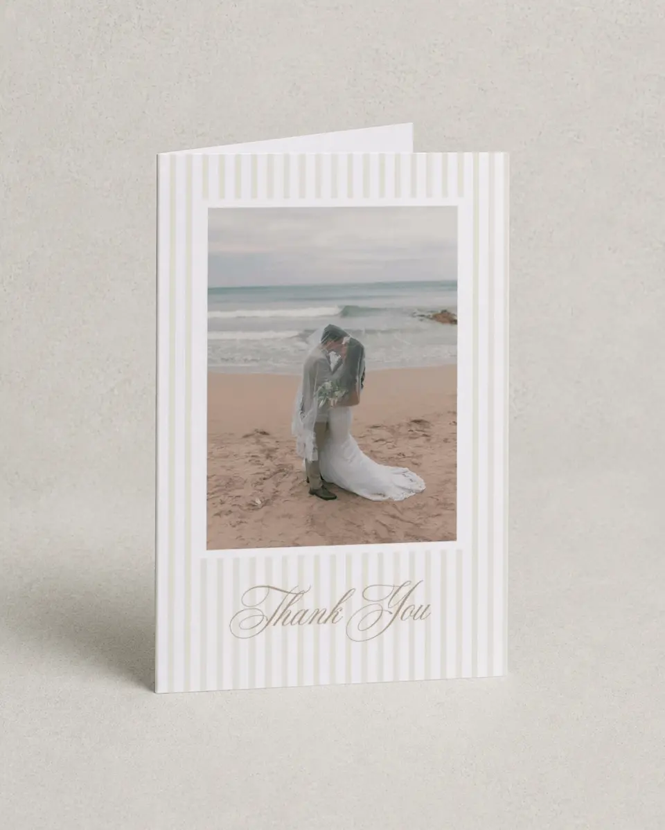 This is a 4" x 6" Folded Thank You Card called Elegant Shell printed in full color on Premium Smooth paper