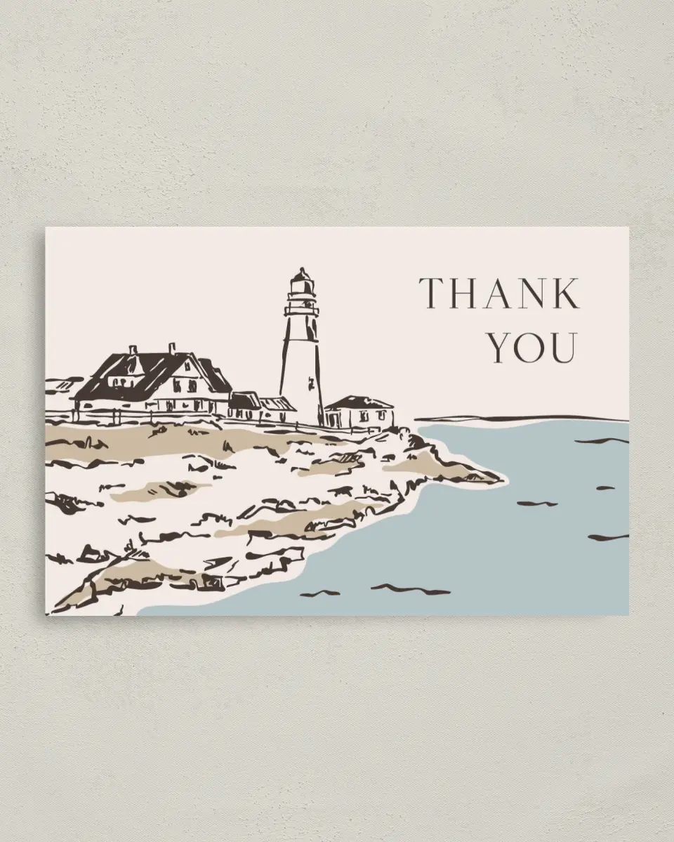This is a 4" x 6" Folded Thank You Card called Beacon of Love printed in full color on Premium Smooth paper