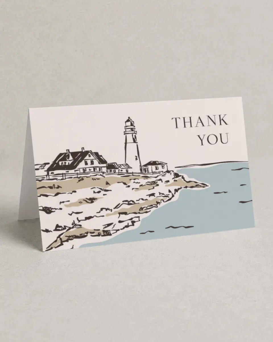 This is a 4" x 6" Folded Thank You Card called Beacon of Love printed in full color on Premium Smooth paper