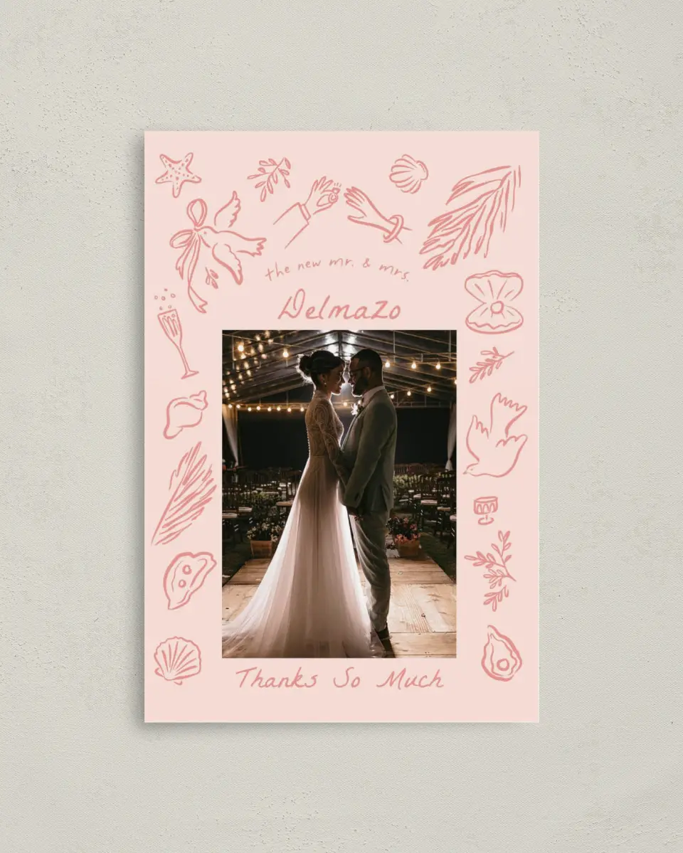 This is a 4" x 6" Folded Thank You Card called Maritime Vows printed in full color on Premium Smooth paper