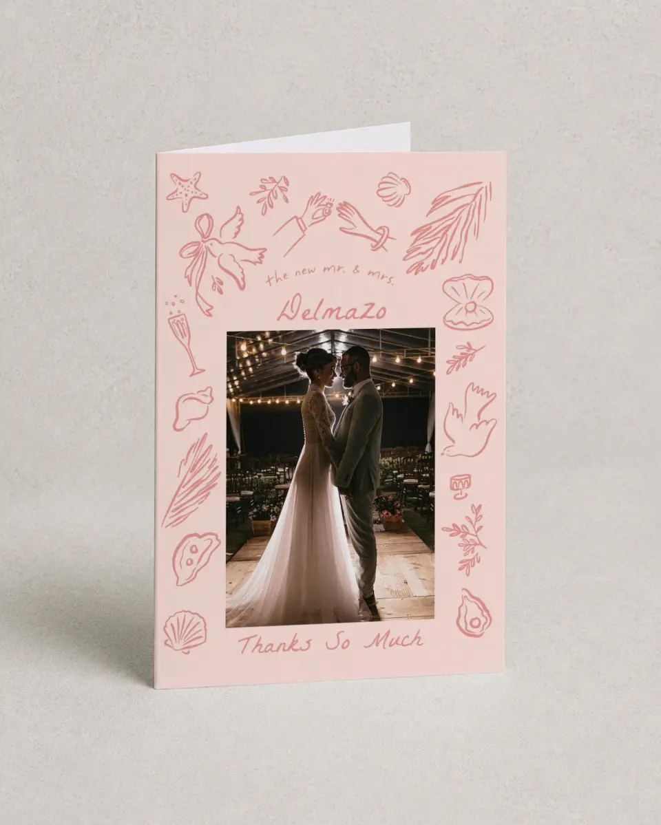 This is a 4" x 6" Folded Thank You Card called Maritime Vows printed in full color on Premium Smooth paper