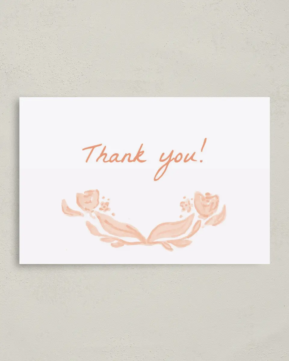 This is a 4" x 6" Folded Thank You Card called Ever After Blooms printed in full color on Premium Smooth paper