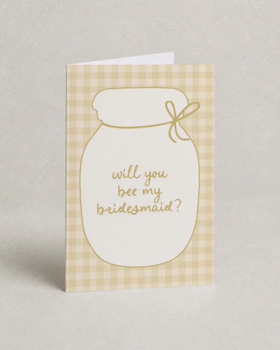 This is a 4" x 6" Folded Bachelorette Party Thank You Card called She Found her Honey printed in full color on Premium Smooth paper