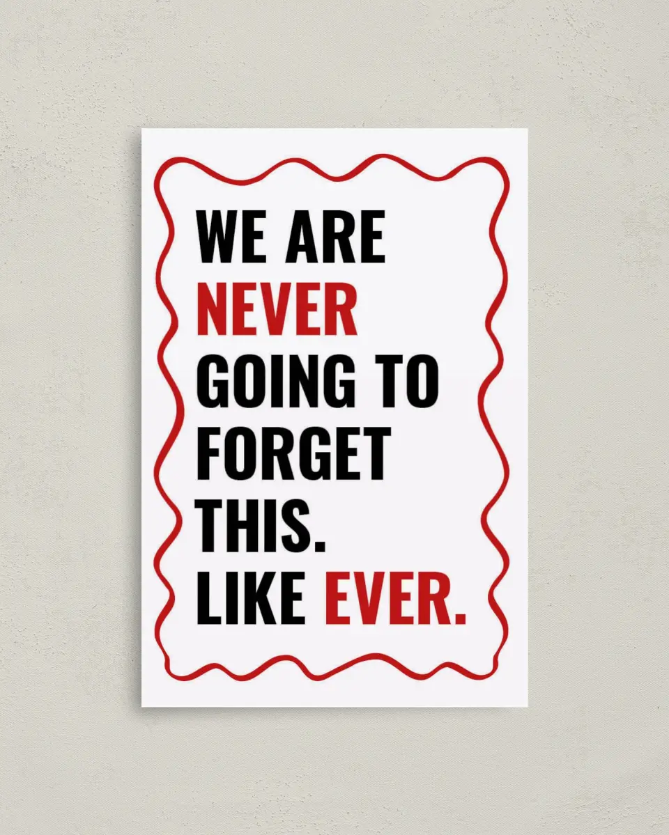 This is a 4" x 6" Folded Bachelorette Party Thank You Card called Loving Him Was Red printed in full color on Premium Smooth paper