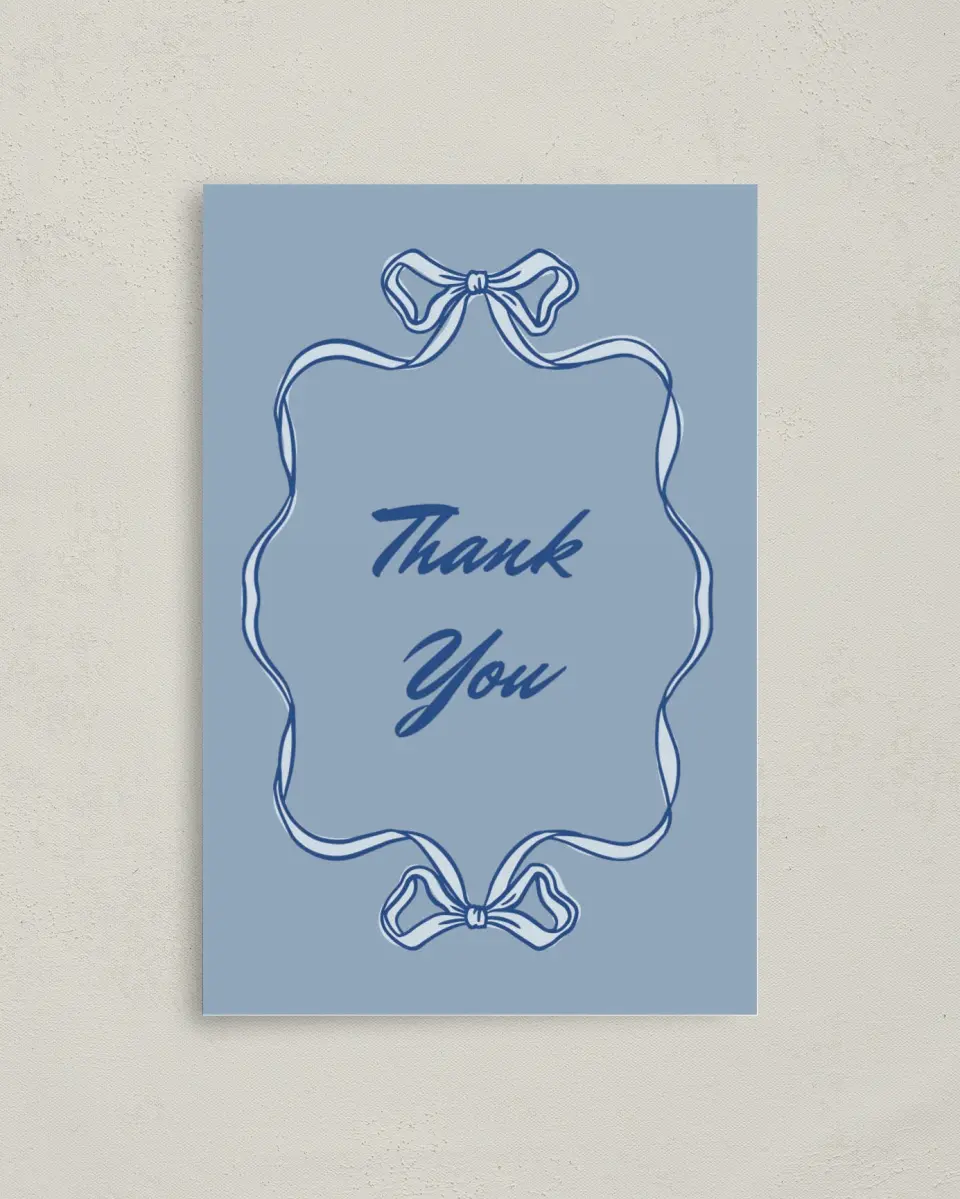 This is a 4" x 6" Folded Bachelorette Party Thank You Card called Something Blue Before I Do printed in full color on Premium Smooth paper