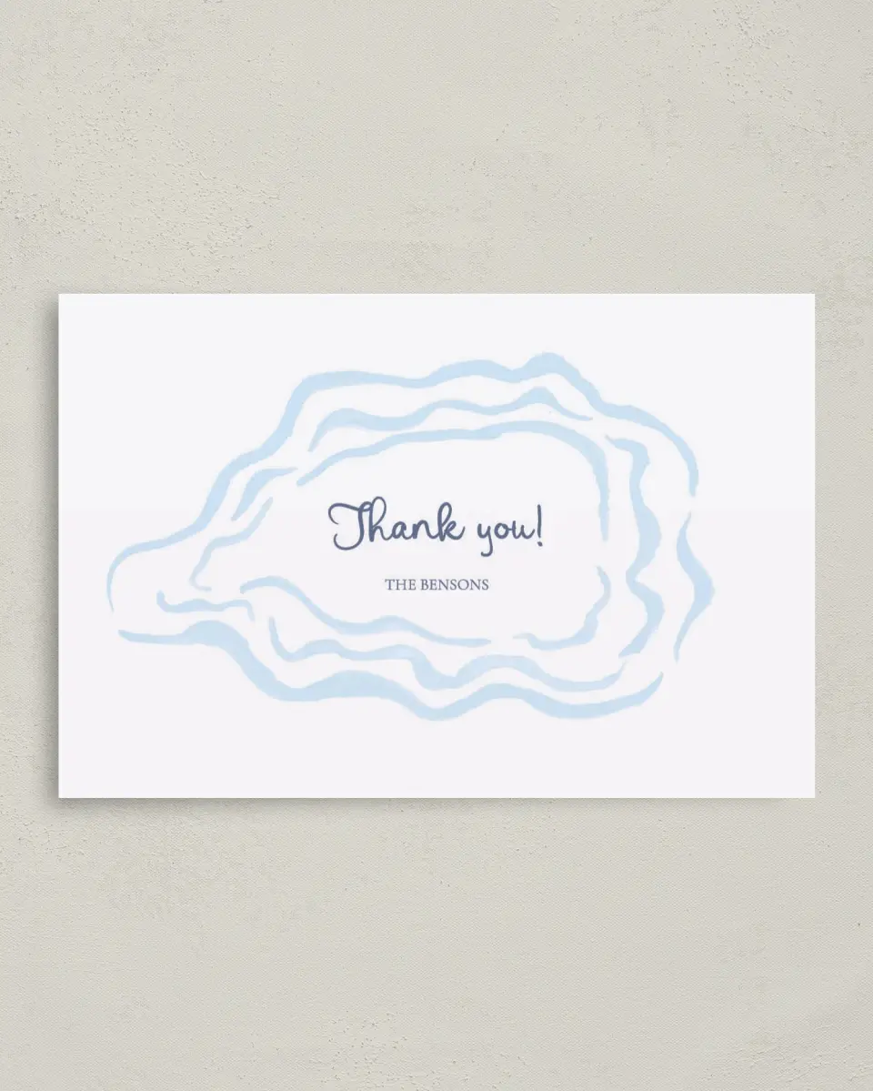 This is a 4" x 6" Folded Thank You Card called Love by the Sea printed in full color on Premium Smooth paper