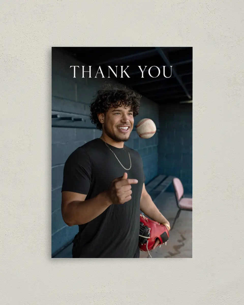 This is a 4" x 6" Folded Graduation Thank You Card called Senior Spread printed in full color on Premium Smooth paper