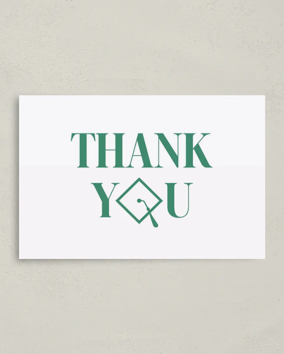 This is a 4" x 6" Folded Graduation Thank You Card called Class Icon printed in full color on Premium Smooth paper