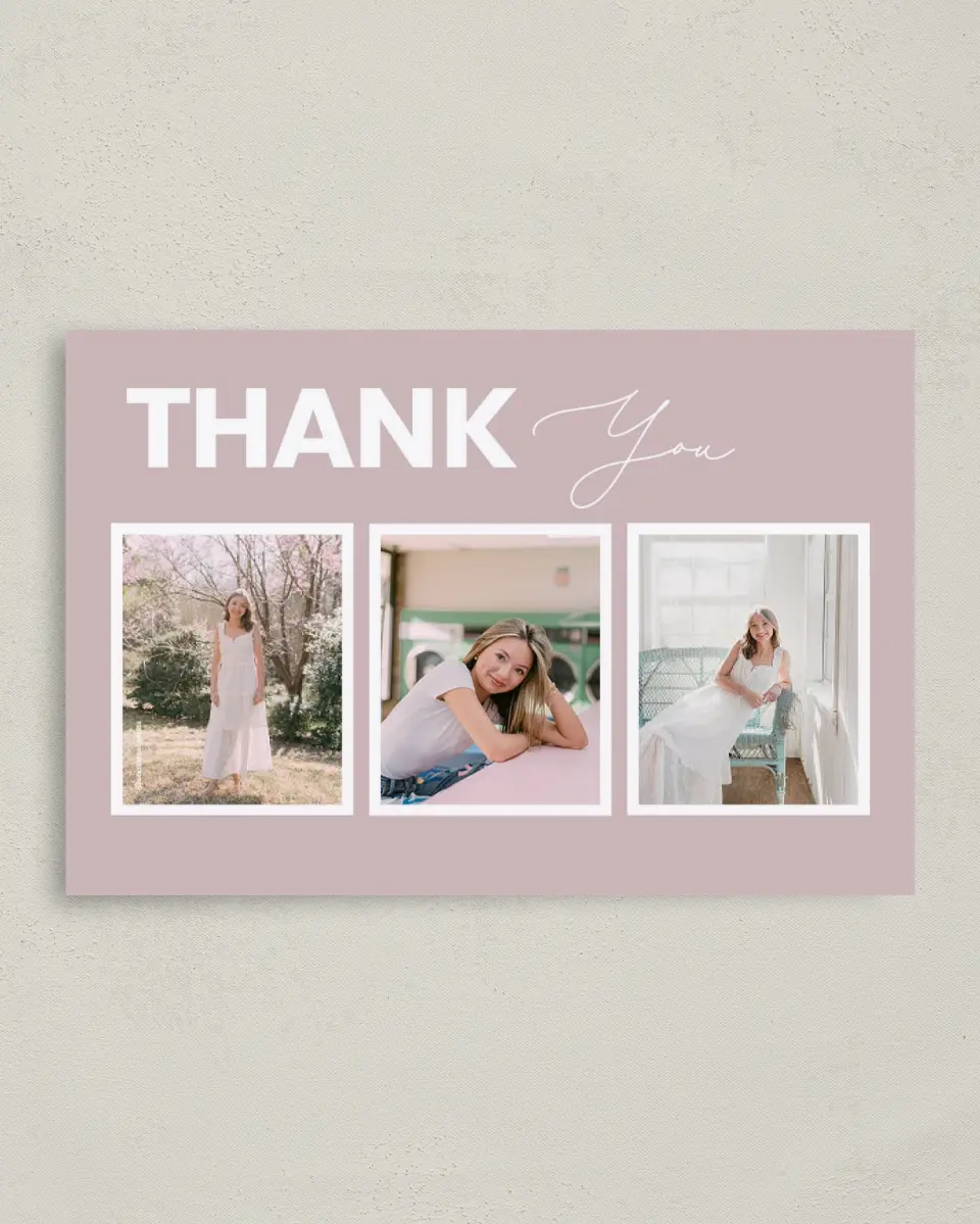 This is a 4" x 6" Folded Graduation Thank You Card called Caps Off to You printed in full color with Gold foil on Premium Smooth paper