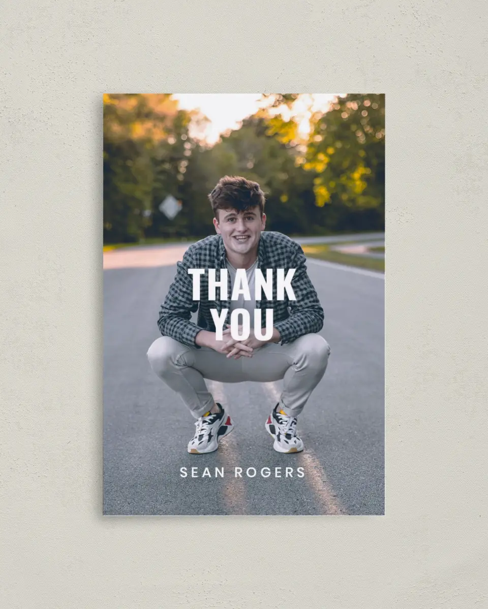 This is a 4" x 6" Folded Graduation Thank You Card called Final Stretch printed in full color on Premium Smooth paper