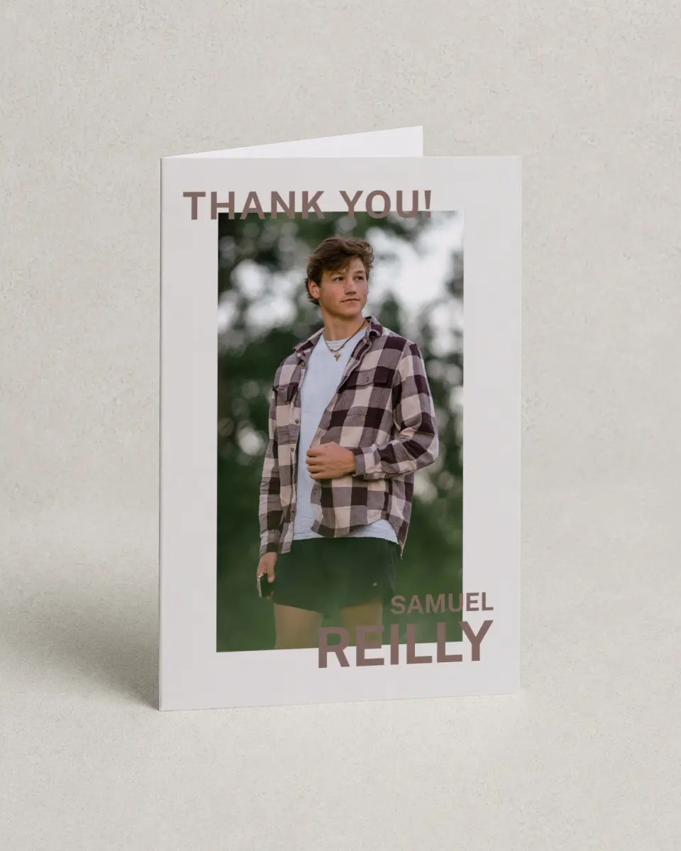This is a 4" x 6" Folded Graduation Thank You Card called Graduation Time printed in full color on Premium Smooth paper