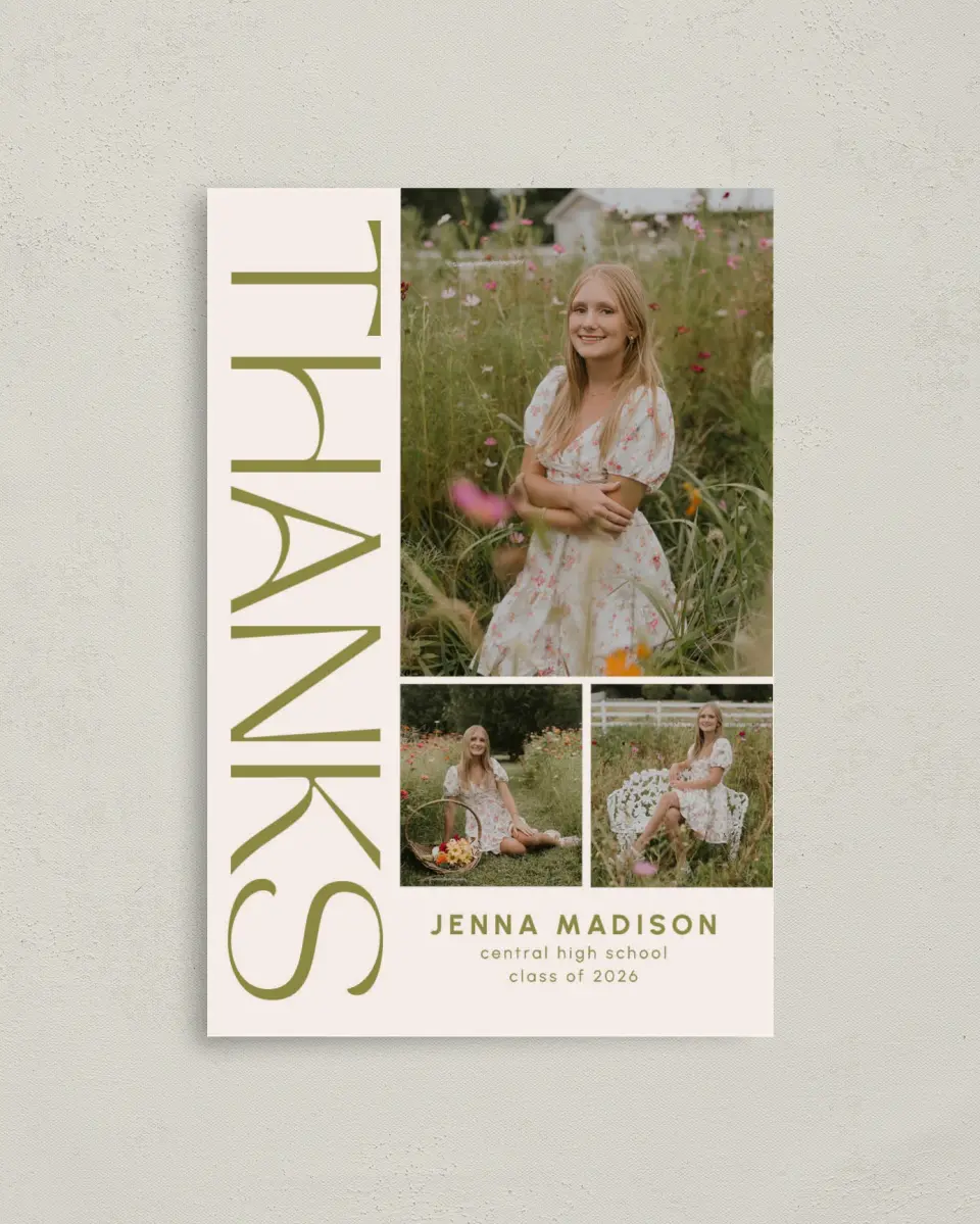 This is a 4" x 6" Folded Graduation Thank You Card called Only the Beginning printed in full color on Premium Smooth paper