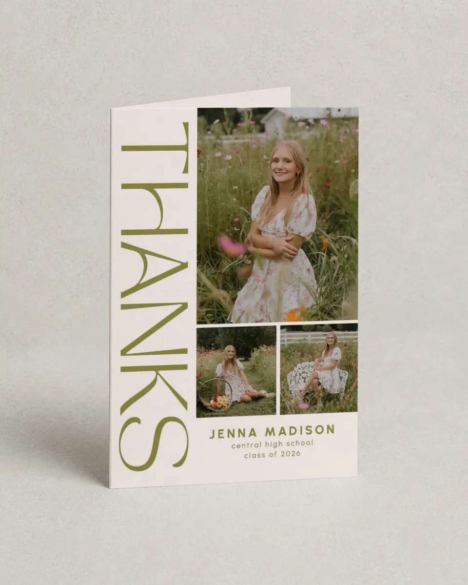 This is a 4" x 6" Folded Graduation Thank You Card called Only the Beginning printed in full color on Premium Smooth paper