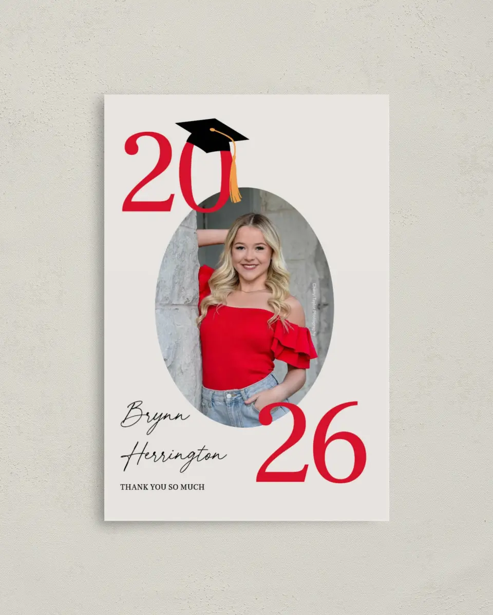 This is a 4" x 6" Folded Graduation Thank You Card called True Success printed in full color on Premium Smooth paper