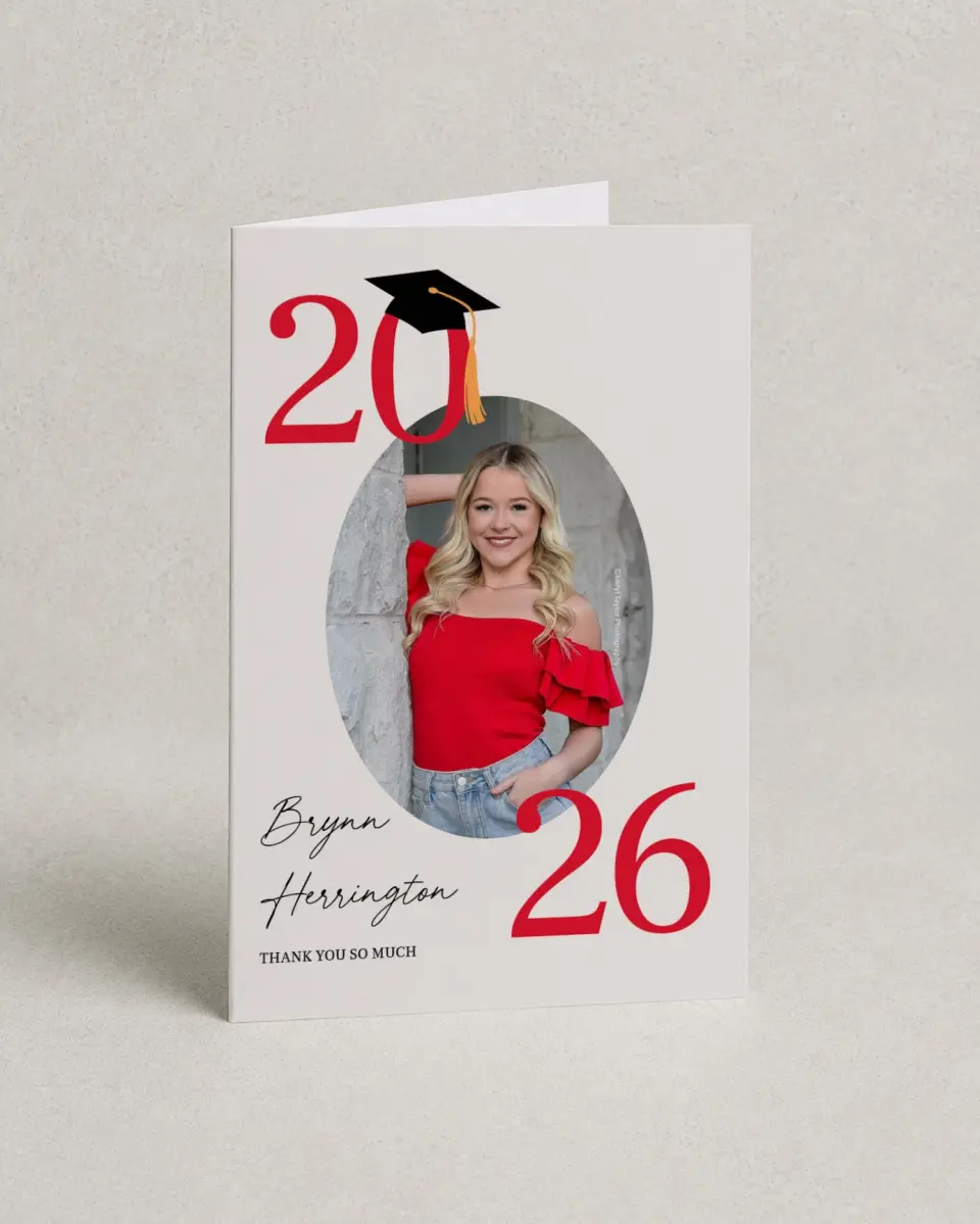 This is a 4" x 6" Folded Graduation Thank You Card called True Success printed in full color on Premium Smooth paper