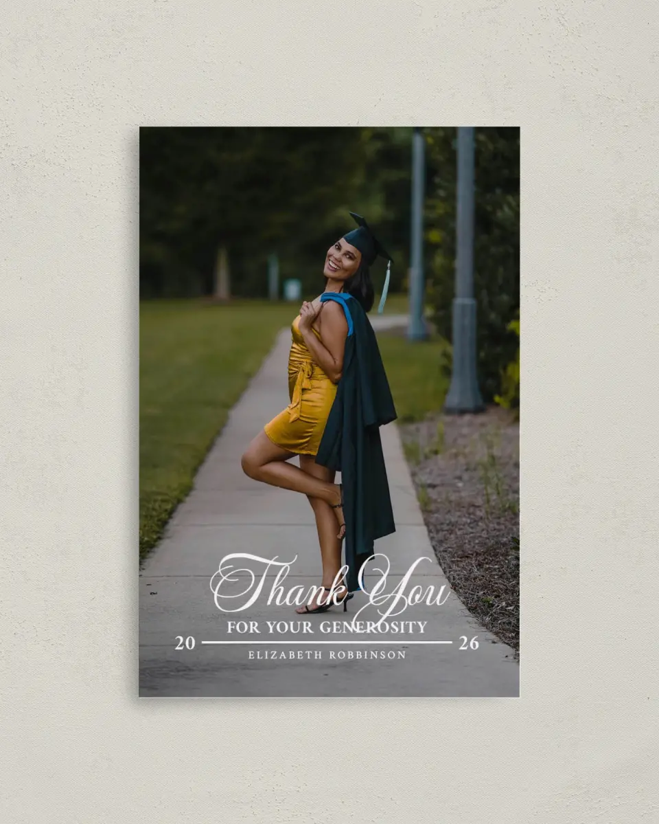 This is a 4" x 6" Folded Graduation Thank You Card called The Right Path printed in full color on Premium Smooth paper