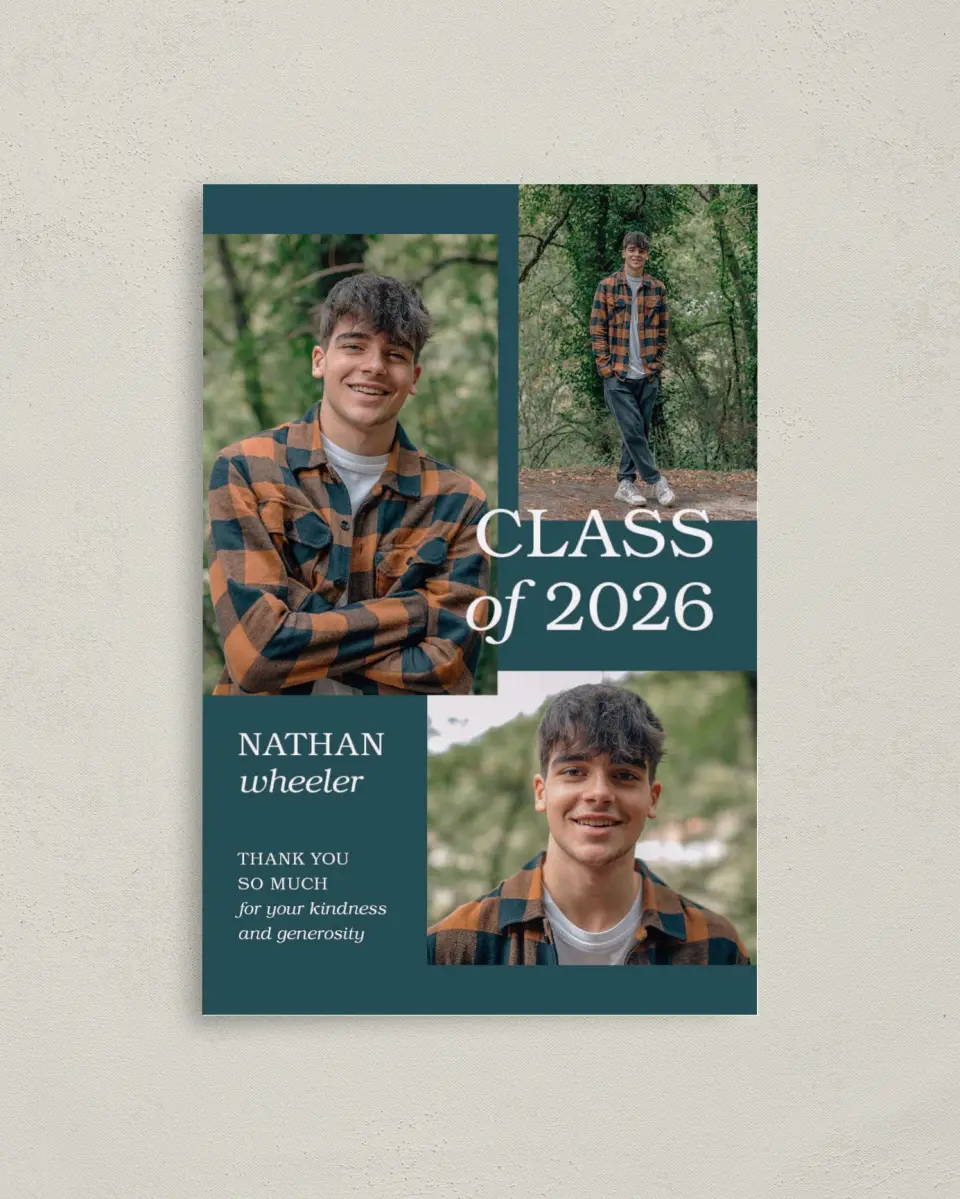 This is a 4" x 6" Folded Graduation Thank You Card called Sky's the Limit printed in full color on Premium Smooth paper